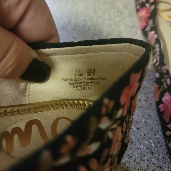 Sam Edelman Felicia Floral Ballet Flats Black/Pink US 8.5M EU 38.5 - Picture 5 of 10